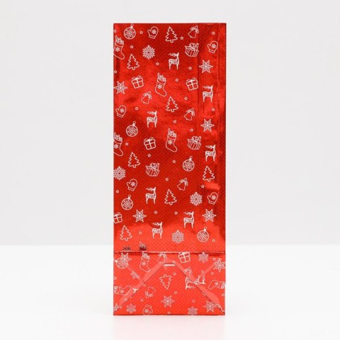 Пакет бумажный фасовочный "Ёлка", красный с окном, 11*6*26 см
