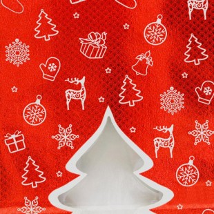 Пакет бумажный фасовочный "Ёлка", красный с окном, 11*6*26 см