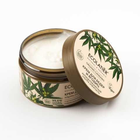 ECOLATIER GREEN Крем для бедер и ягодиц  антицеллюлитный Ультра упругость Серия ORGANIC CANNABIS, 250 мл