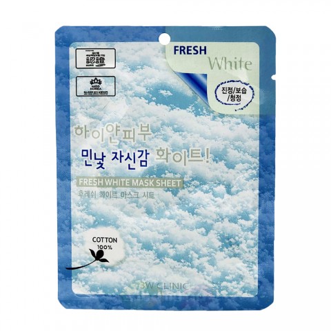 3W Clinic Осветляющая маска для лица тканевая Fresh White Mask Sheet