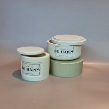 BE HAPPY Ароматическая соевая свеча ручной работы малая круглая с крышкой «Ириска и бурбон» 