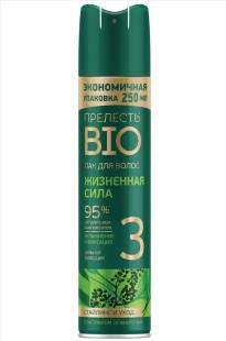 ПРЕЛЕСТЬ Био Лак для волос с экстрактом зеленого чая, сильная фиксация, 250 мл