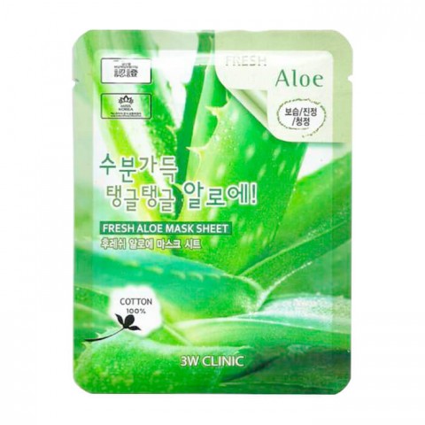 3W Clinic Тканевая маска для лица с алоэ Fresh Mask Sheet Aloe