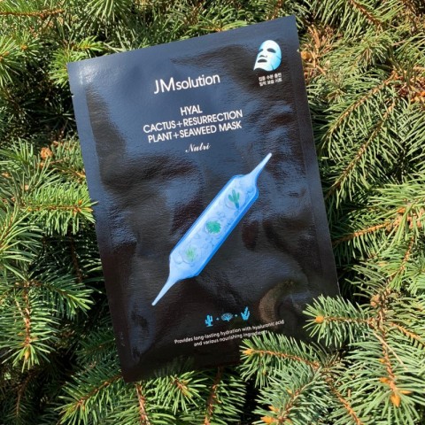 JMsolution Тканевая маска для лица с кактусом и водорослями Hyal Cactus + Resurrection Plant + Seaweed Mask