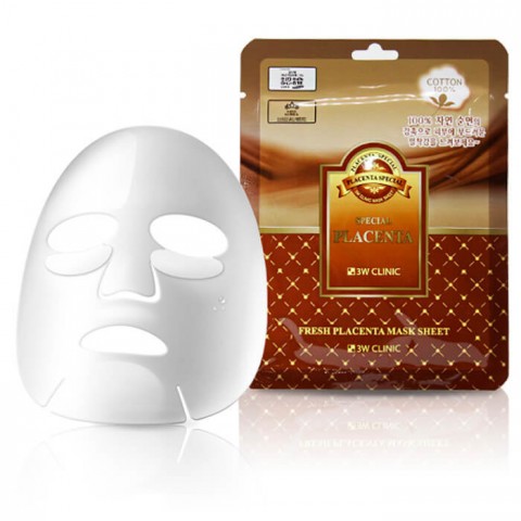 3W Clinic Тканевая маска для лица с плацентой Fresh Placenta Mask Sheet