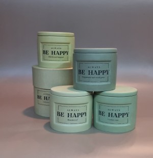 BE HAPPY Ароматическая соевая ЭКО свеча ручной работы с крышкой
