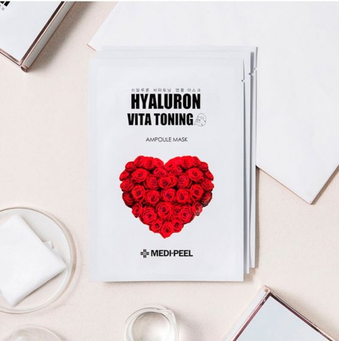 MEDI-PEEL Тонизирующая пептидная ампульная маска Hyaluron Vita Toning Ampoule Mask, 30 мл