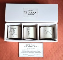 BE HAPPY Набор ароматических соевых свечей ручной работы в гипсе с крышкой в подарочной упаковке