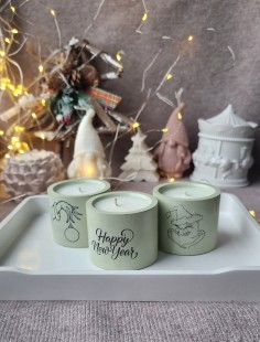 BE HAPPY Набор ароматических соевых свечей ручной работы в гипсе с крышкой в подарочной упаковке 