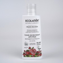 ECOLATIER GREEN Тоник эксофолиант для лица Серия Organic WILD ROSE молодость & красота, 150 мл