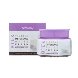 FARMSTAY Осветляющий крем для выравнивания тона лица с молочными протеинами Visible Difference White Cream Milk, 100 мл