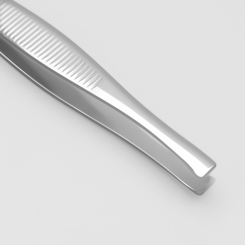 TNL Пинцет прямой/скошенный, узкий, 9 см, на блистере, цвет серебристый