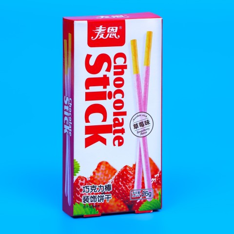 Палочки печенья покрытые шоколадом со вкусом клубники, 26 г  