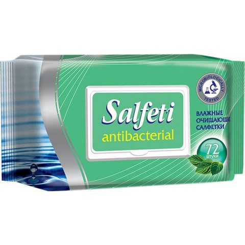 Салфетки влажные очищающие Salfeti антибактериальные, 72 шт.
