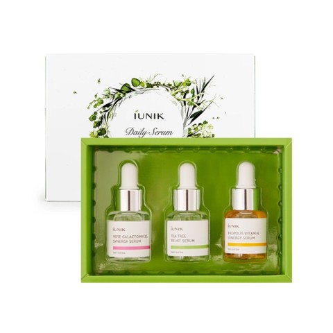 iUnik Набор сывороток для лица с галактомисисом зеленым чаем прополисом Daily Serum Trial Kit 