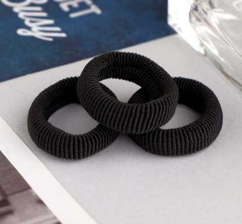 Queen Fair Резинка для волос "Стиль классик" (набор 3 шт) 5,5 см, цвет чёрный