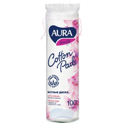 AURA Ватные диски из 100% хлопка, 100 шт.