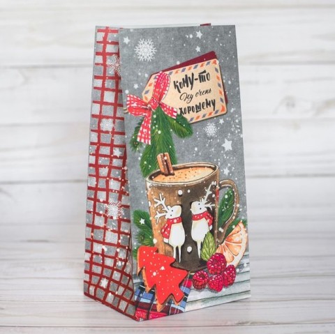 Пакет крафт подарочный, без ручек, «Кому‒то ну очень хорошему», 10 × 19,5 × 7 см