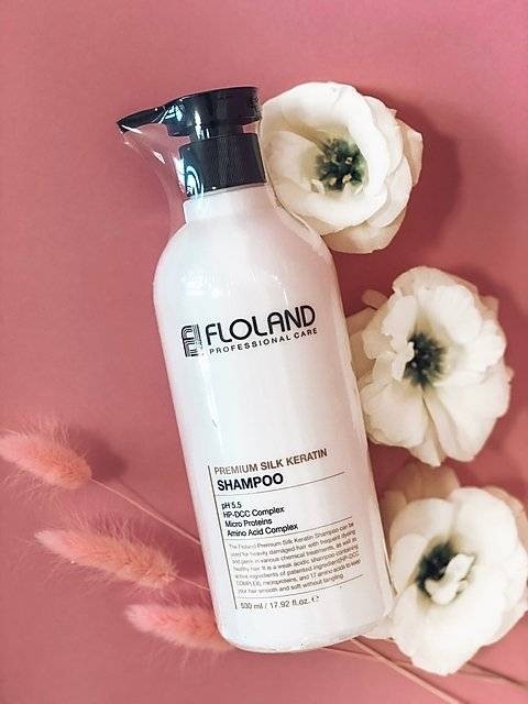 Floland Восстанавливающий шампунь для поврежденных волос с кератином Premium Silk Keratin Shampoo
