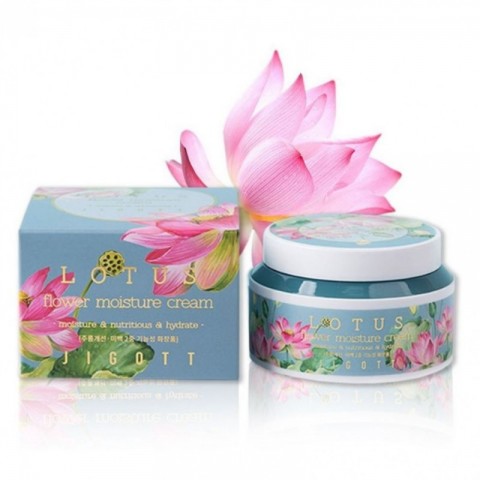 Jigott Увлажняющий крем для лица с экстрактом лотоса Lotus Flower Moisture Cream, 100 мл.