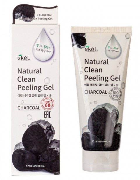 Ekel Пилинг скатка для лица с древесным углем Natural Clean Peeling Gel Charcoal, 180 мл