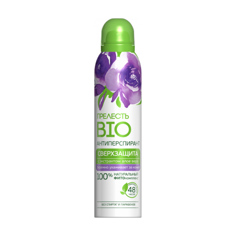 ПРЕЛЕСТЬ Антиперспирант Прелесть BIO сверхзащита 48 часов с экстрактом алоэ вера, 200 мл.