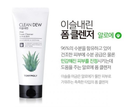 TONY MOLY Увлажняющая пенка для умывания с экстрактом сока алоэ вера Clean Dew Aloe Foam Cleanser, 180 мл