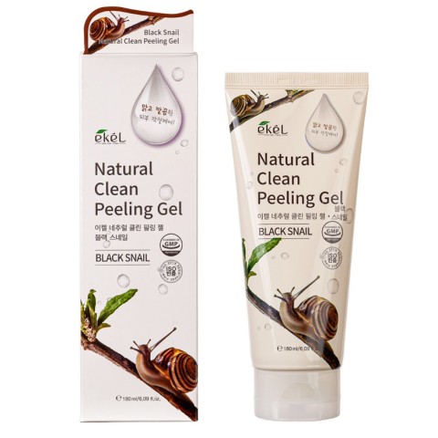 EKEL Пилинг-скатка с муцином чёрной улитки Natural Clean Peeling Gel Black Snail, 180 мл
