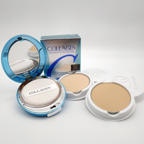 Увлажняющая коллагеновая пудра для лица Enough Hydro Moisture Two Way Cake SPF 25 PA++, 21 тон, со сменным блоком