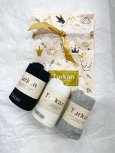 TURKAN НАБОР Носки женские в подарочной упаковке мешочек, 3 пары