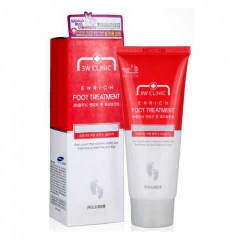 3W Clinic Увлажняющий восстанавливающий крем для уставших ног Enrich Foot Treatment