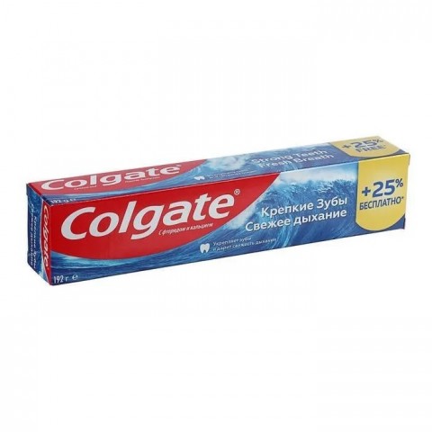Colgate Зубная паста Крепкие Зубы Свежее Дыхание с фторидом и кальцием, 125 мл.