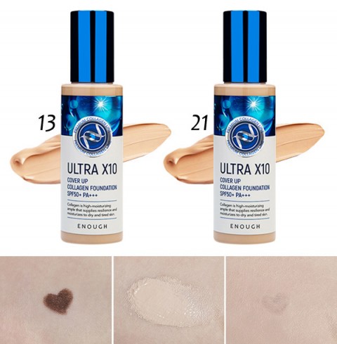 Тональный крем для лица Enough с коллагеном Ultra X10 Cover Up Collagen Foundation SPF 50+ PA+++, 21 тон