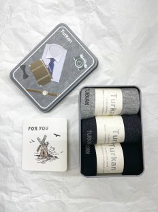 TURKAN НАБОР Носки мужские в подарочной упаковке жестяная банка, 3 пары