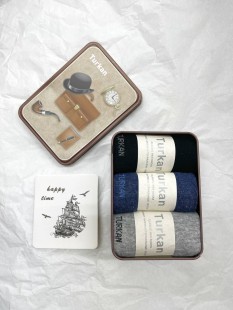 TURKAN НАБОР Носки мужские в подарочной упаковке жестяная банка, 3 пары