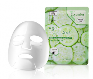 3W Clinic Тканевая маска для лица с огурцом Fresh Cucumber Mask Sheet