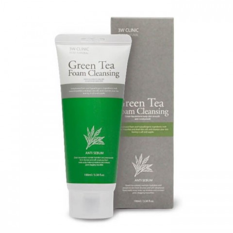 3W Clinic Пенка для умывания с зеленым чаем Green Tea Foam Cleansing