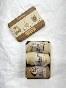 TURKAN НАБОР Носки женские с принтом в подарочной упаковке жестяная банка, 3 пары