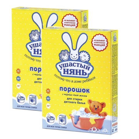 Ушастый нянь Стиральный порошок для стирки детского белья 0+, 400 гр.