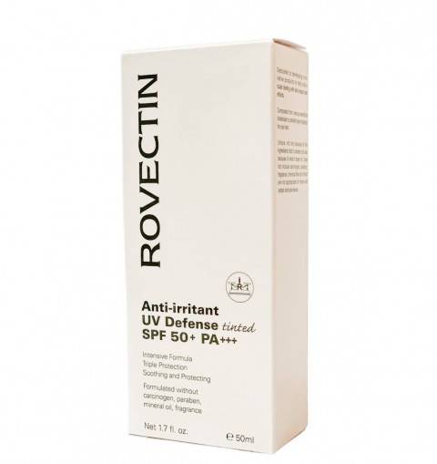 ROVECTIN Легкий тонирующий солнцезащитный крем-флюид Anti- Irritant UV Defense Tinted SPF 50+ PA+++, 50 мл.