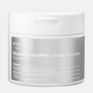 MARY & MAY Очищающие пэды для снятия макияжа с глюконолактоном и березовым соком Gluconolactone (PHA) + Betula Alba Juice Cleansing Pad, 70 шт