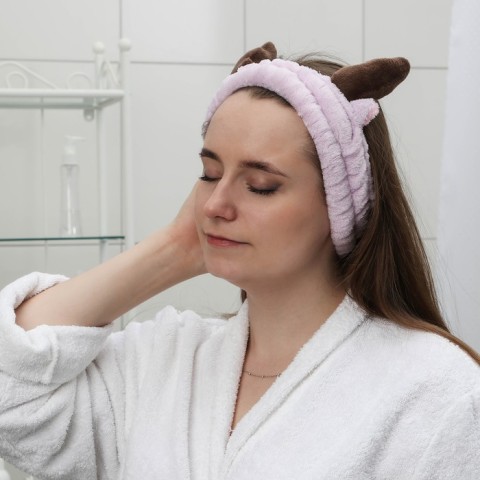 Повязка для умывания "Оленёнок", цвет серый, 1 шт.