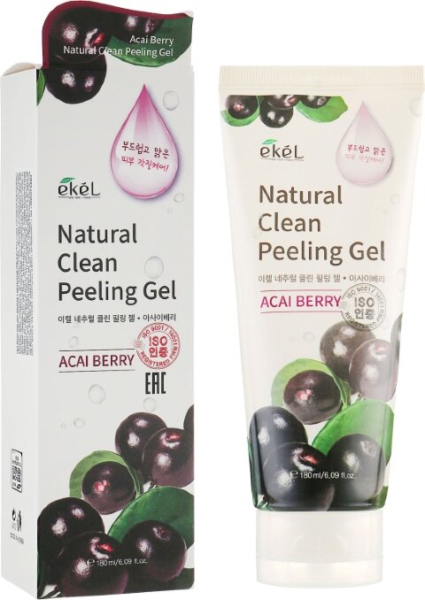 Ekel Пилинг скатка для лица с ягодами асаи Natural Clean Peeling Gel Acai Berry, 180 мл