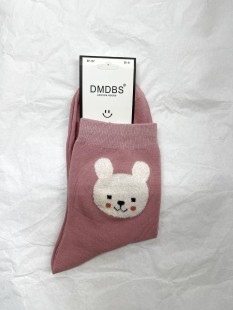 DMDBS Носки женские в розово-белой гамме, рисунок кролики, 1 пара 