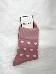 DMDBS Носки женские в розово-белой гамме, рисунок кролики, 1 пара