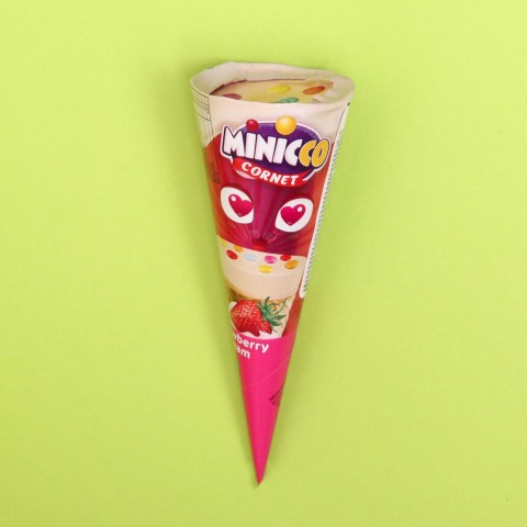 Minicco Вафельный рожок Cornet Strawberry молочный шоколад Клубника, 25 г