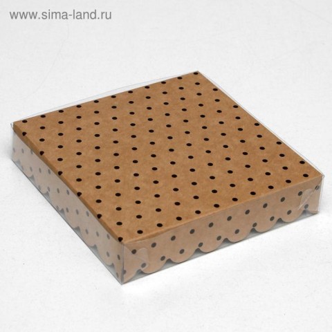 Коробочка подарочная, принт в горошек, крафт, 15*15*3 см