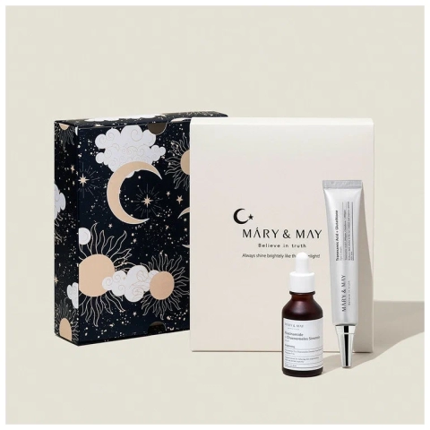 MARY & MAY Набор подарочный осветляющая сыворотка для лица и крем для глаз BE BRIGHT Gift set, 30 мл + 30 мл