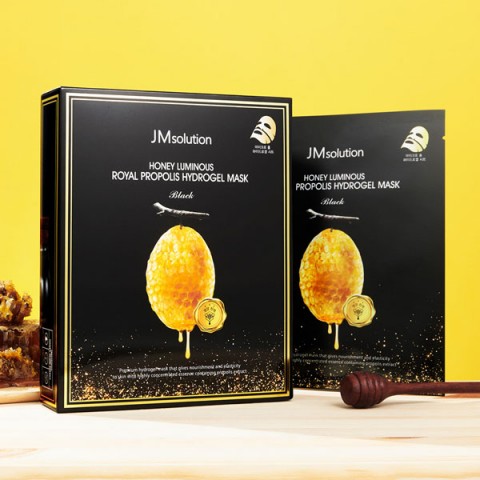 JMsolution Гидрогелевая маска для лица с прополисом Honey Luminous Royal Propolis Hydrogel Mask Black