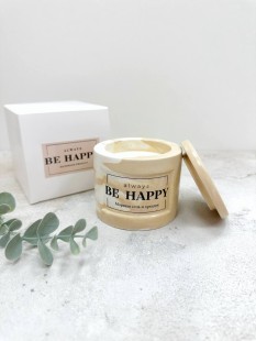 BE HAPPY Ароматическая соевая свеча ручной работы в гипсе с крышкой